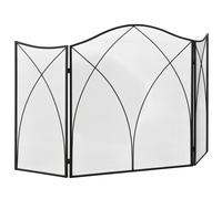 HOMCOM Salvachispas Plegable Pantalla Protectora de Chimenea 3 Paneles con Bisagras y Estructura de Metal Decorativa 126x2x76 cm Negro Aosom España