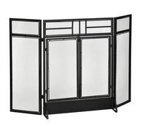 HOMCOM Salvachispas Plegable Pantalla Protectora de Chimenea de 3 Paneles con Doble Puerta y Pies 120x11,5x79 cm Negro Chocolate