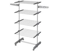 HOMCOM Secadora de Ropa Plegable con Alas Laterales Extensibles para Uso Interior y Exterior 142x55x172 cm 4 Niveles Gris