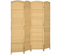HOMCOM Biombo Plegable de 4 Paneles 180x180 cm Biombo Separador de Ambientes Pantalla de Privacidad de Polipropileno para Oficina Dormitorio Natural