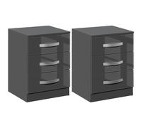 HOMCOM Set 2 Mesitas Modernas con 3 Cajones para Dormitorio y Salón en Aglomerado, 40x36x56 cm, Gris Aosom España
