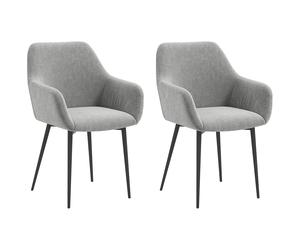 HOMCOM Set 2 Sillas de Comedor Nórdicas Acolchadas con Reposabrazos Curvados en Tejido Efecto Terciopelo, 54x57x80 cm, Gris oscuro Aosom España