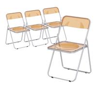 HOMCOM Set 4 Sillas Plegables que Ahorran Espacio para Sala de Estar y Eventos, Acero y Acrílico, Naranja