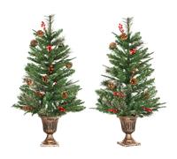 HOMCOM Set de 2 Árboles de Navidad Artificiales de 90 cm con Bayas y Piñas Decoración Navideña para Interiores Verde Aosom España