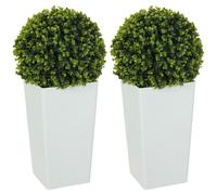 HOMCOM Set de 2 bolas de eucalipto artificiales de 65 cm planta artificial con protección UV, 330 hojas en maceta, verde Aosom España