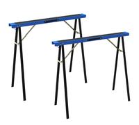 HOMCOM Set de 2 Caballetes de Trabajo Plegables con Superficie Antideslizante de EVA para Trabajos de Serrado, Azul y Negro