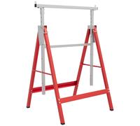 HOMCOM Set de 2 Caballetes Metálicos Plegables con Altura Ajustable Caballetes de Sierra de Acero 68x58x80-130 cm Rojo Aosom España