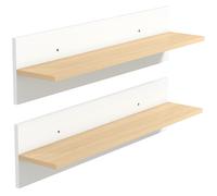 HOMCOM Set de 2 estanterías de pared estante flotante, balda de pared, repisa para presentación, para cocina, salón, Blanco+Madera natural Aosom España