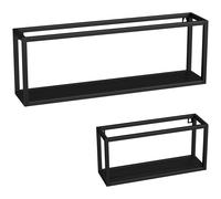 HOMCOM Set de 2 estantes de pared, 15 kg de capacidad, para montaje en pared, acero, negro Aosom España