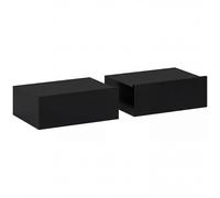 HOMCOM Set de 2 Mesillas de Noche de Pared Mesitas de Noche Flotantes con 1 Cajón para Dormitorio 40x30x15 cm Negro