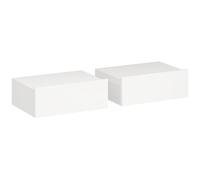 HOMCOM Set de 2 Mesillas de Noche de Pared Mesitas de Noche Flotantes con 1 Cajón para Dormitorio 40x30x15 cm Blanco