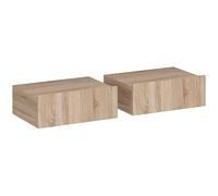 HOMCOM Set de 2 Mesillas de Noche de Pared Mesitas de Noche Flotantes con 1 Cajón para Dormitorio 40x30x15 cm Roble