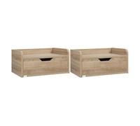 Homcom set de 2 mesitas de noche flotantes mesillas de noche de pared con cajón para dormitorio habitación hogar diseño sencillo 40x30x19,5 cm madera natural 30 cm