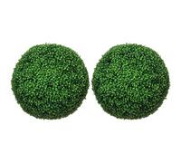 HOMCOM Set de 2 Plantas Artificiales de boj Bola 50 cm, Plantas Artificiales de plástico boj Bola, Planta Falsa para salón Dormitorio Oficina jardín decoración Moderna Regalo