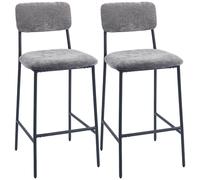 HOMCOM set de 2 taburetes de bar en tela Caterpillar, sillas de bar acolchadas, asiento de 72,5 cm de ancho, respaldo superior, reposapiés