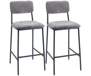 HOMCOM set de 2 taburetes de bar en tela Caterpillar, sillas de bar acolchadas, asiento de 72,5 cm de ancho, respaldo superior, reposapiés