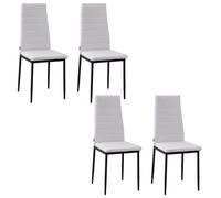 HOMCOM Set de 4 Sillas de Comedor Elegantes Tapizadas en Lino Patas de Metal para Cocina Dormitorio Blanco 41x50x97 cm Aosom España