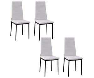 HOMCOM Set de 4 Sillas de Comedor Elegantes Tapizadas en Lino Patas de Metal para Cocina Dormitorio Blanco 41x50x97 cm Aosom España