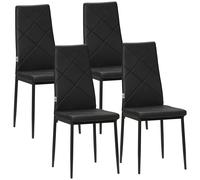 HOMCOM Set de 4 Sillas de Comedor Tapizadas de Piel Sintética 41x50x97 cm Blanco Black