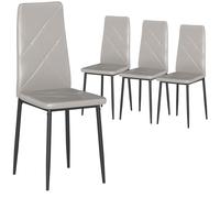 HOMCOM Set de 4 Sillas de Comedor Tapizadas de Piel Sintética con Respaldo Alto y Patas de Metal 41x50x97 cm Gris