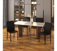 HOMCOM Set de 4 Sillas de Comedor Tapizadas en Cuero Sintético Negro Black