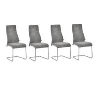 HOMCOM Set de 4 Sillas de Comedor Tapizadas en Terciopelo con Asiento Acolchado y Patas de Metal Sillas Cantilever 45x61x98 cm Gris Aosom España