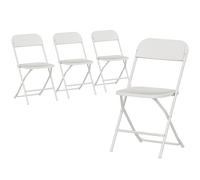 HOMCOM Set de 4 Sillas Plegables con Orificios de Drenaje en Plástico y Metal, 45x49x79.5 cm, Blanco Aosom España