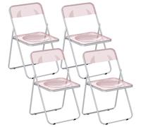 HOMCOM Set de 4 Sillas Plegables de Acrílico, Sillas Transparentes, Rosa