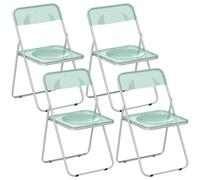 HOMCOM Set de 4 Sillas Plegables de Acrílico, Sillas Transparentes, Verde