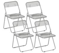 HOMCOM Set de 4 Sillas Plegables de Acrílico, Transparentes, Gris
