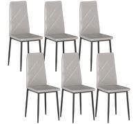HOMCOM Set de 6 Sillas de Comedor Modernas con Respaldo Alto en Piel Sintética y Acero, 41x50x97 cm, Gris Aosom España