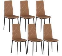 HOMCOM Set de 6 Sillas de Comedor Modernas con Respaldo Alto en Piel Sintética y Acero, 41x50x97 cm, Marrón Aosom España