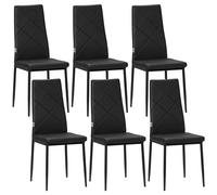 HOMCOM Set de 6 Sillas de Comedor Tapizadas de Cuero Sintético con Respaldo Alto y Patas de Acero 41x50x97 cm Negro