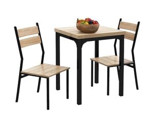HOMCOM Set de Comedor 3 Piezas para 2 Patas de Acero Efecto Madera Clara | Mesa y sillas de cocina, diseño ahorrador de espacio, conjunto de mesa de desayuno, mesa muy pequeña y 2 sillas
