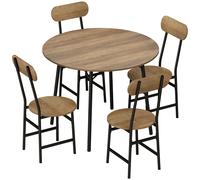 HOMCOM Set de comedor 5 piezas: mesa y 4 sillas, patas de metal, acabado natural.