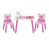 HOMCOM Set de Mesa 55x34x42cm 2 Sillas 28x26x50cm Madera para Niños de 2-4 Años