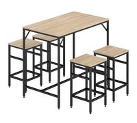 HOMCOM Set de Mesa Bar y 4 Taburetes Muebles Altos con Mesa de 100x60x88 cm y Taburetes de 32x32x57 cm Negro y Roble Aosom España