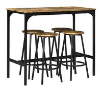 HOMCOM Set de Mesa Bar y 4 Taburetes Muebles Altos con Mesa de 110x50x89,5 cm y Taburetes de Ø30x60,5 cm Negro y Madera Aosom España