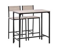 HOMCOM Set de Mesa de Bar y 2 Taburetes Estilo Industrial Marco de Metal para Cocina Salón Natural y Negro Natural and Black