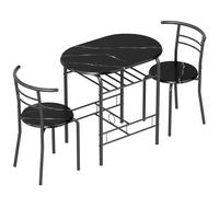 HOMCOM Set de Mesa Moderna con 2 Sillas para Comedor, Set 3 Piezas Muebles Ahorraespacio para Cocina, Balcón, Restaurante o Bar, Marrón y Negro
