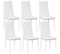 HOMCOM Set de Sillas de Comedor Tapizadas de Piel Sintética 41x50x97 cm BLANCO