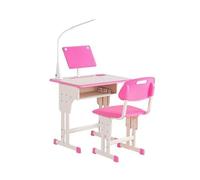 HOMCOM Set Escritorio Silla Estudio Altura Ajustable Rosa | Cajón, soporte libros, ranura bolígrafos
