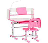 HOMCOM Set Escritorio Silla Infantil 6-12 años Acero MDF Rosa