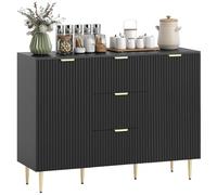 HOMCOM Sideboard de Cocina de 2 Puertas 3 cajones Patas de Metal Negro | Estantes ajustables, Aparador, Comedor