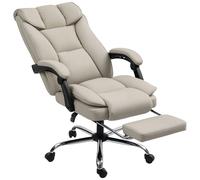 HOMCOM Silla de Escritorio con Reposapiés Respaldo Reclinable y Alto marrón