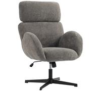 HOMCOM Silla de Escritorio con Tapizado de Terciopelo Respaldo Alto Regulable en Altura Silla Giratoria con Función Basculante Gris Aosom España