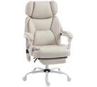 HOMCOM Silla de Escritorio Ejecutiva Reclinable con Masaje Vibratorio Calor Lumbar Reposacabezas 70x75,5x122,5 cm Crema Aosom España