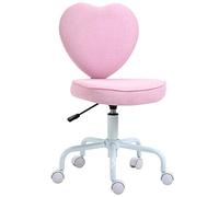 HOMCOM Silla de Escritorio en Forma de corazón, Silla de Oficina con 5 Ruedas giratorias y Altura Ajustable en Tela, 40x50x79-89cm, Rosa