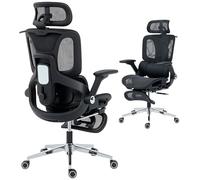 HOMCOM Silla de Escritorio Ergonómica con Reposapiés, Malla Transpirable