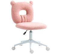HOMCOM Silla de Escritorio Moderno de Borreguillo Giratoria Infantil Rosa
